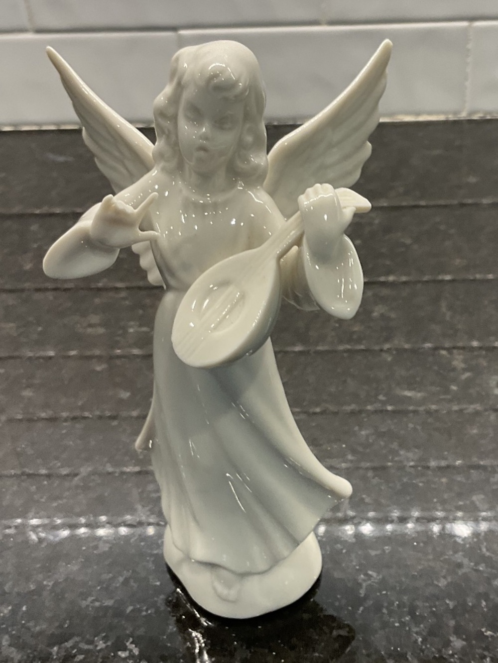 Porcelain Angel Playing Lute